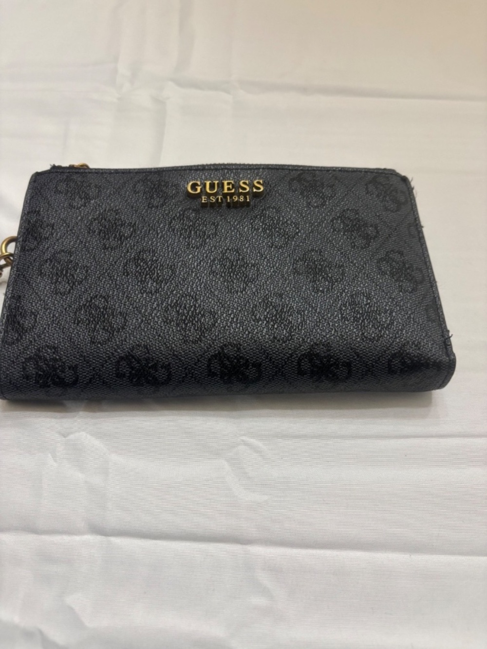 Guess Wristlet Wallet Logo Y2K Gray/Black Cardholder Coins